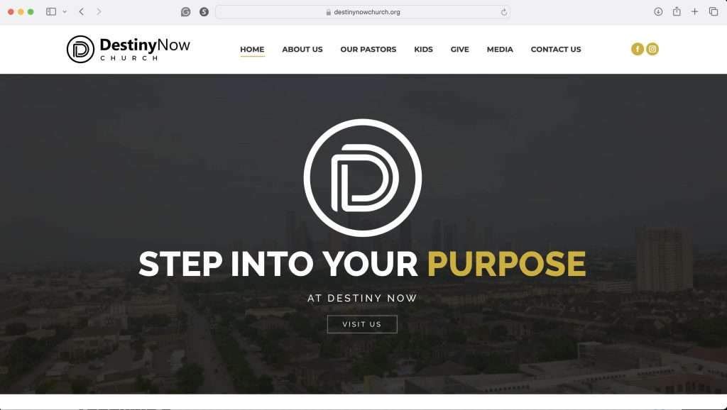 Destiny Now Church Website Mockup