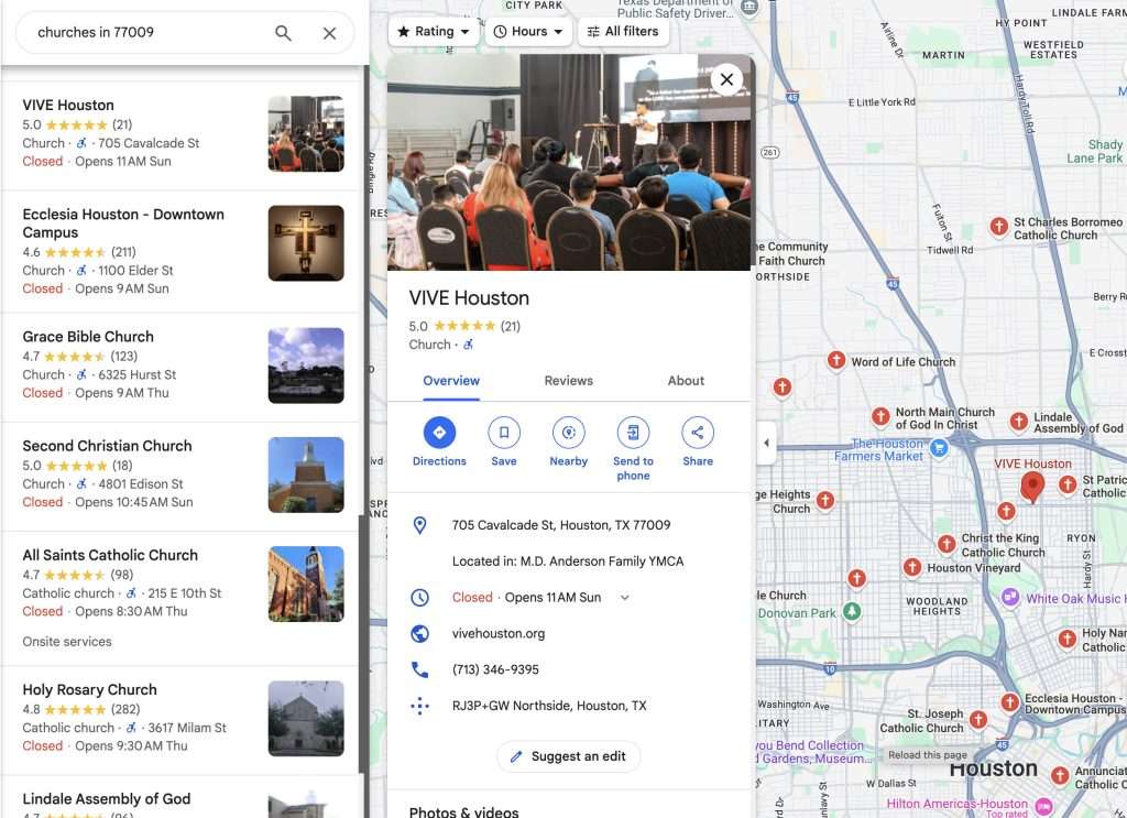 Churches in 77009 - VIVE Houston Screenshot